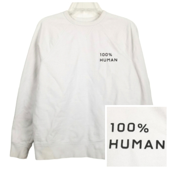 Everlane Tops - Everlane Sweatshirt 100% Human Graphic White Crew Neck Cotton Women's Small